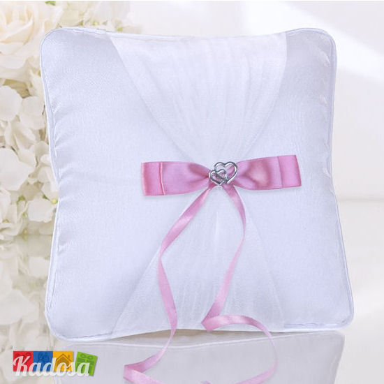 Amesii Nastro di rose romantico a forma di cuore da usare come cuscino per fedi nuziali o come regalo di nozze rosa