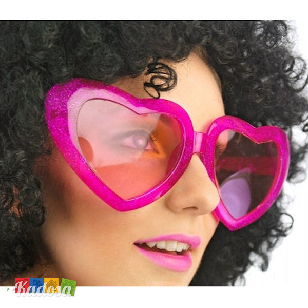 Occhiali Party Giganti CUORE Rosa con Glitter - Kadosa