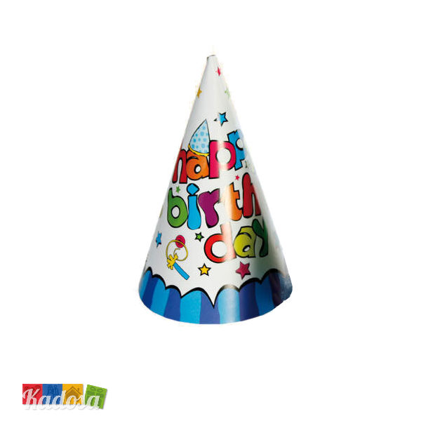 Set Cappelli Cono Happy Birthday Blu- Kadosa