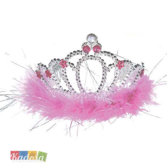 tiara argento con piume rosa - kadosa