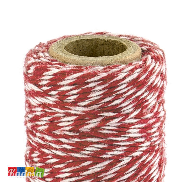 Rotolo Cordino Cotone Bianco Spirale Rossa 50 Mt - Kadosa