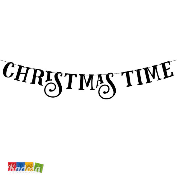 Ghirlanda Christmas Time Nera in Cartoncino da 80 cm - Kadosa