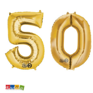 Palloncino Numero 50 Foil Colore Oro Anagram Balloons - Kadosa