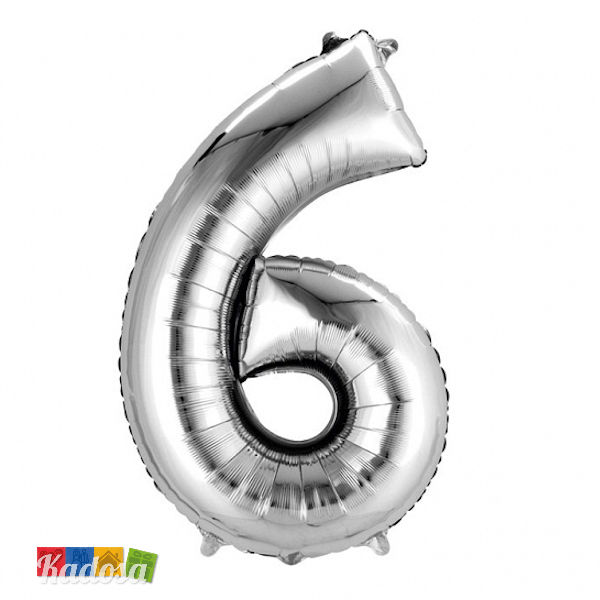 Palloncino Numero 6 Foil Colore Argento Anagram Balloons - Kadosa