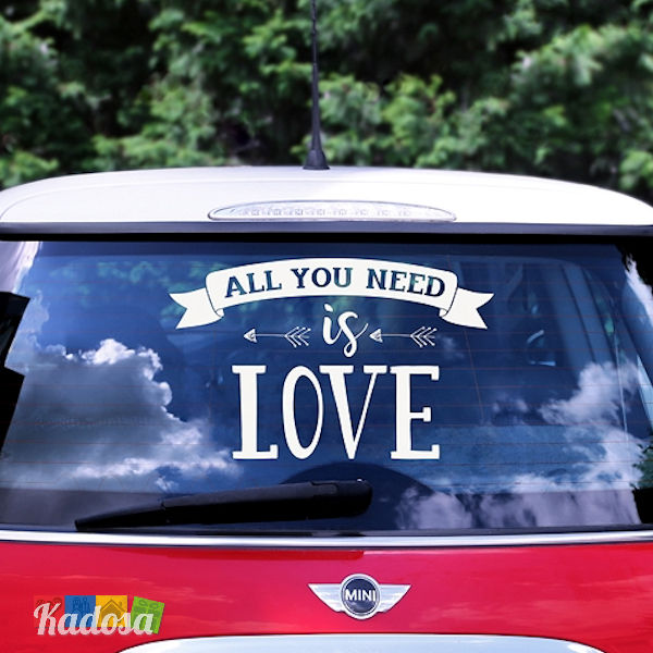 Adesivo Auto Sposi ALL YOU NEED IS LOVE Bianco - Kadosa