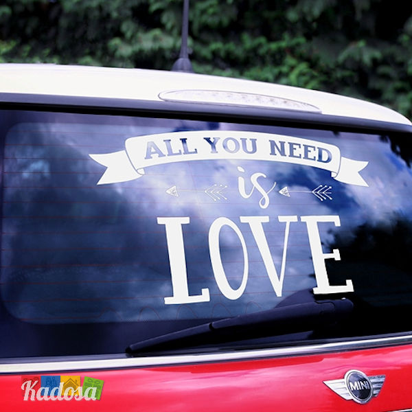 Adesivo Auto Sposi ALL YOU NEED IS LOVE Bianco - Kadosa