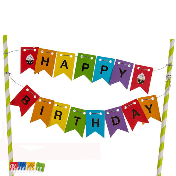Cake Topper bandierine Happy Birthday - Kadosa