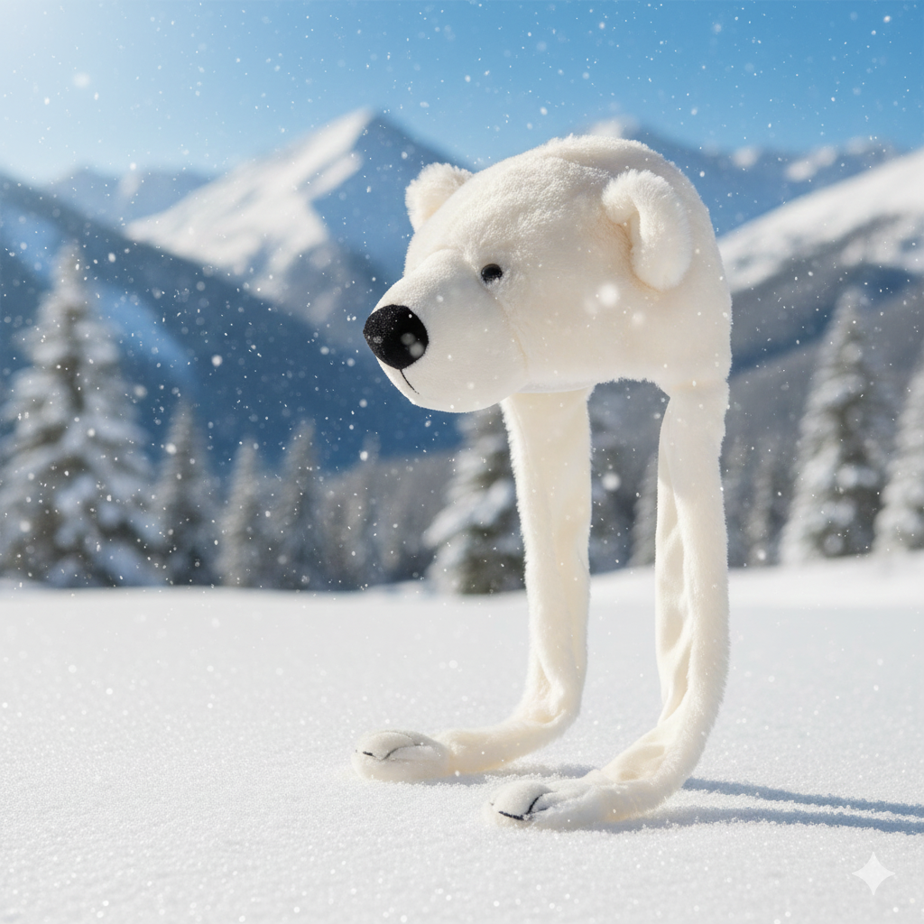Orso Bianco cappello peluche realistico bellissimo para orecchie adulto bambino berretto animali taglia unica idea regalo