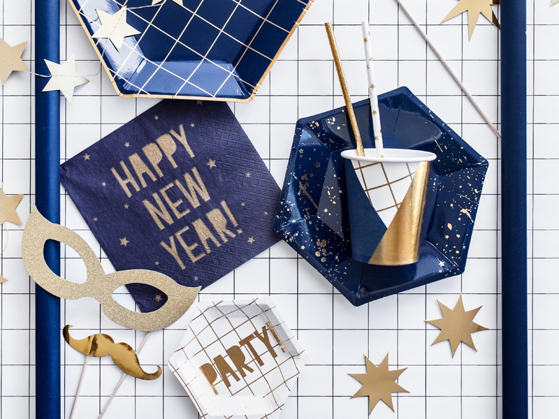 Bicchieri Piatti Cannucce di Carta BLU Gold Party compleanno festa fashion buon anno new year capodanno eleganti elegant spazio astronauta bambini adulti KPP18 - Kadosa