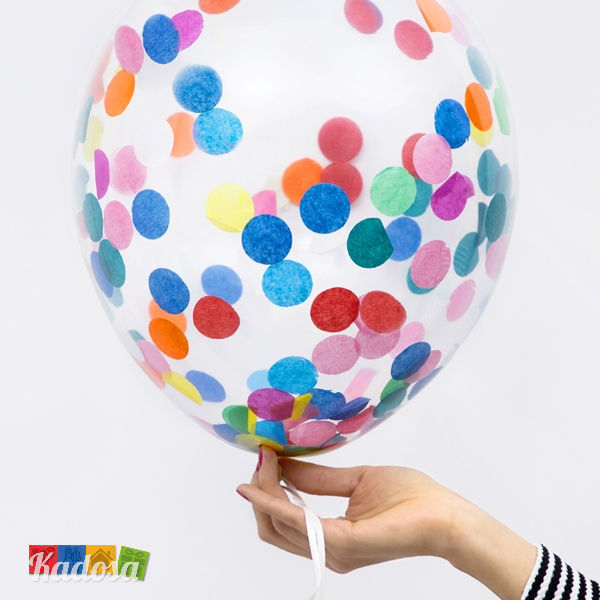 Palloncini Trasparenti con Coriandoli Colorati all'Interno confetti multicolor BK12-1-000-6