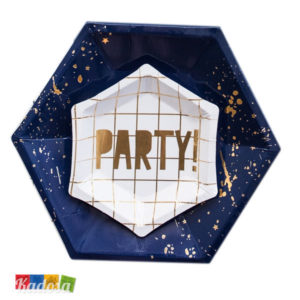 Bicchieri Piatti di Carta BLU Gold Party compleanno festa fashion buon anno new year capodanno eleganti elegant spazio astronauta bambini adulti KPP18 KPP17- Kadosa