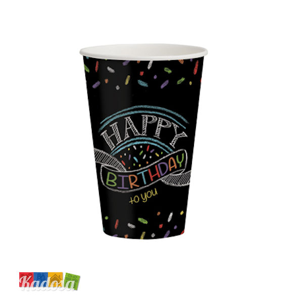 Maxi Bicchieri BLACK BIRTHDAY Effetto Lavagna 350 ml - Kadosa