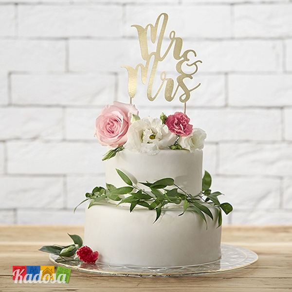 Cake Topper Mr & Mrs Sposo Sposa Matrimonio Sposi Wedding torta Nuziale Nozze d'Oro 50 Anni - KPT10-019M - Kadosa