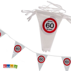 Striscione Bandierine 60 anni festa compleanno happy birthday segnale stradale cartello decorazioni allestimento accessori ghirlanda banner - Kadosa 145182