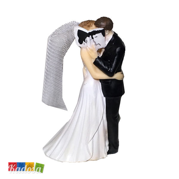 Wedding Cake Topper Sposi con Libro Album Foto Volti Coperti Statuine Nozze Torta Nuziale Decorazione Matrimonio - Kadosa