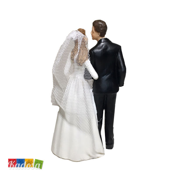 Cake topper sposini sposi si abbracciano capelli neri matrimonio statuina top