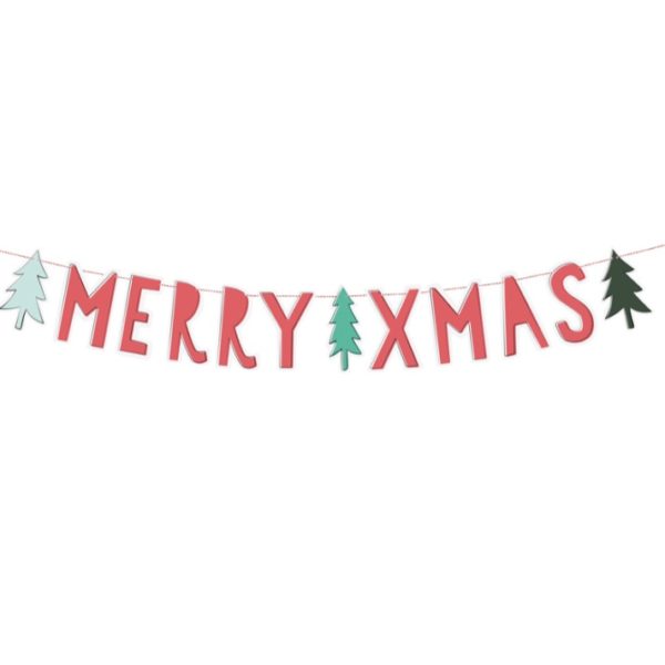 banner Merry Xmas Natale Buon Babbo Festa decorazione decorare tavolata casa famiglia christmas noel albero regali GRL54_03_S - Kadosa