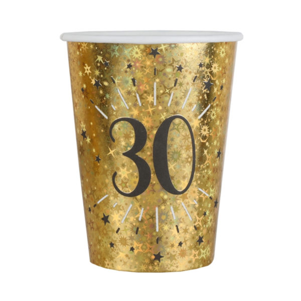 Bicchieri Luci ed Oro 30 anni Happy Birthday dorati stelle party festa di compleanno da tema 6788
