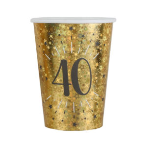 Bicchieri Luci ed Oro 40 anni Happy Birthday dorati stelle party festa di compleanno da tema 6788
