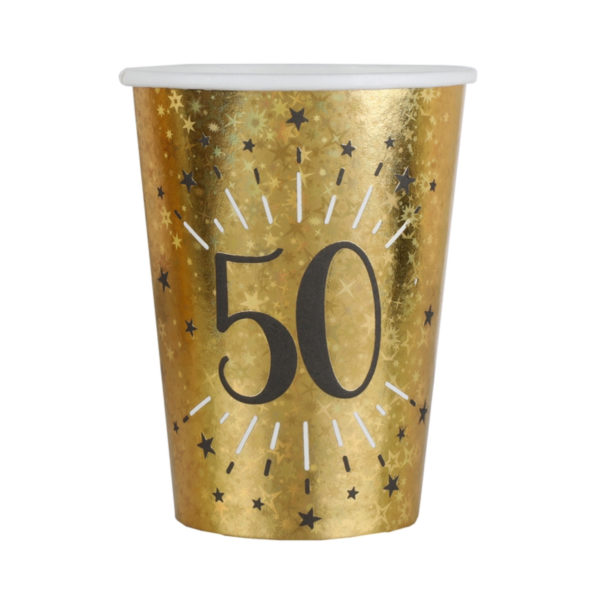Bicchieri Luci ed Oro 50 anni Happy Birthday dorati stelle party festa di compleanno da tema 6788
