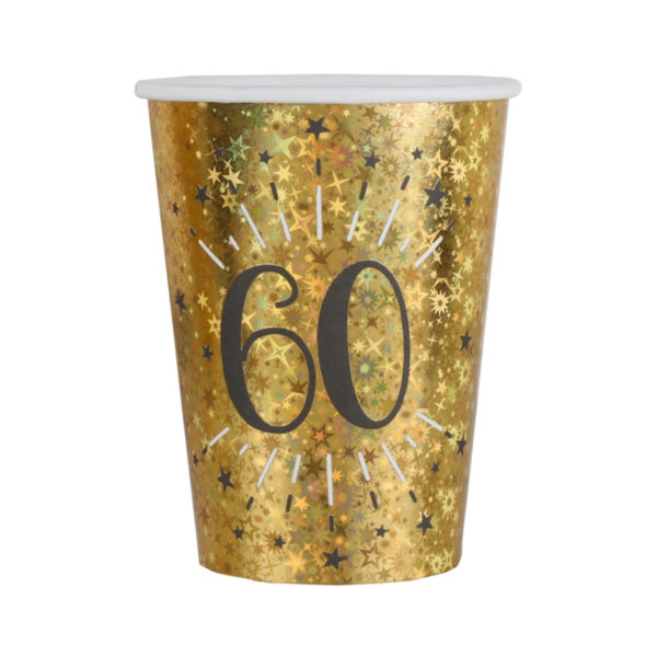Bicchieri Luci ed Oro 60 anni Happy Birthday dorati stelle party festa di compleanno da tema 6788