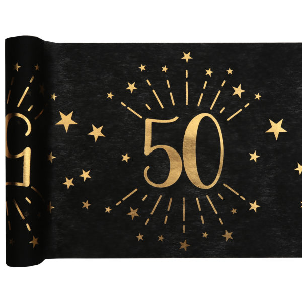 Runner Tovaglia Luci ed Oro 50 anni Happy Birthday dorati stelle party festa di compleanno da tema 6789