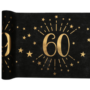 Runner Tovaglia Luci ed Oro 60 anni Happy Birthday dorati stelle party festa di compleanno da tema 6789
