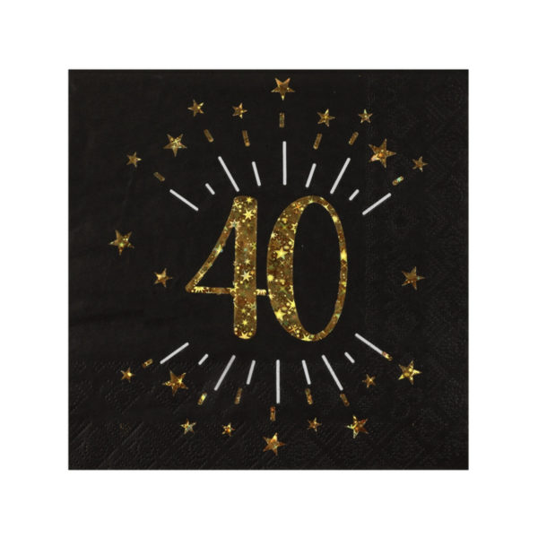 Tovaglioli Luci ed Oro 40 anni Happy Birthday dorati stelle party festa di compleanno da tema 6790