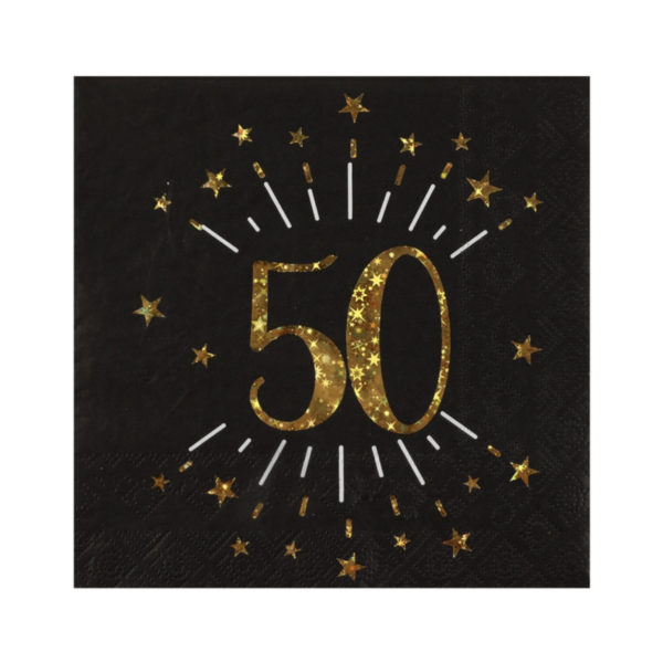 Tovaglioli Luci ed Oro 50 anni Happy Birthday dorati stelle party festa di compleanno da tema 6790