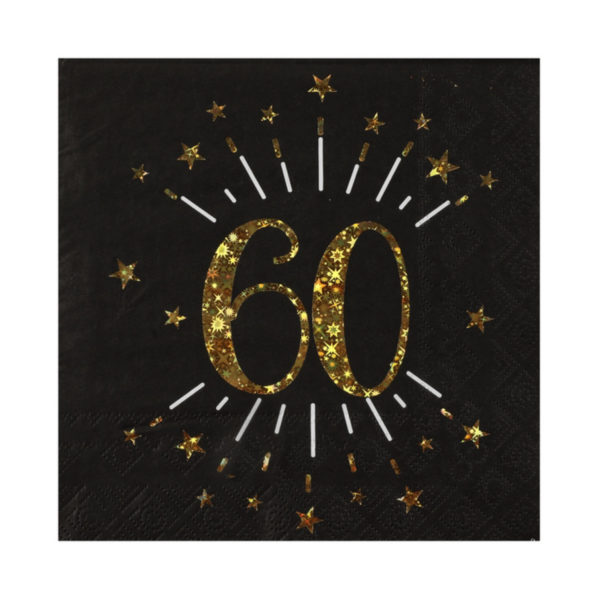 Tovaglioli Luci ed Oro 60 anni Happy Birthday dorati stelle party festa di compleanno da tema 6790