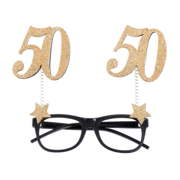 Occhiali 50 anni oro e nero compleanno party accessori festa