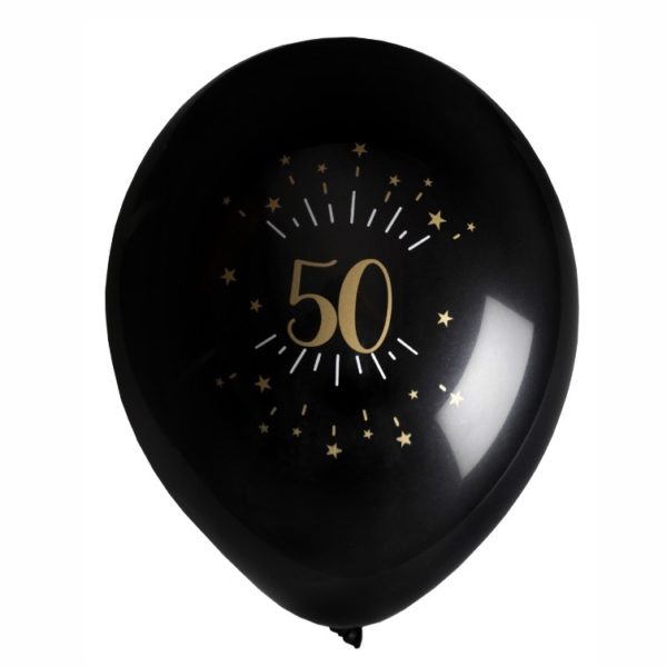 8 Palloncini luci ed oro 50 anni festa party compleanno lattice biodegradabile allestimento 7355