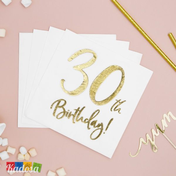 Tovaglioli carta Bianchi scritta ORO 30 Birthday compleanno trenta anni festa party SP33-77-30-008 2