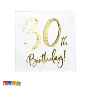Tovaglioli carta Bianchi scritta ORO 30 Birthday compleanno trenta anni festa party SP33-77-30-008 2